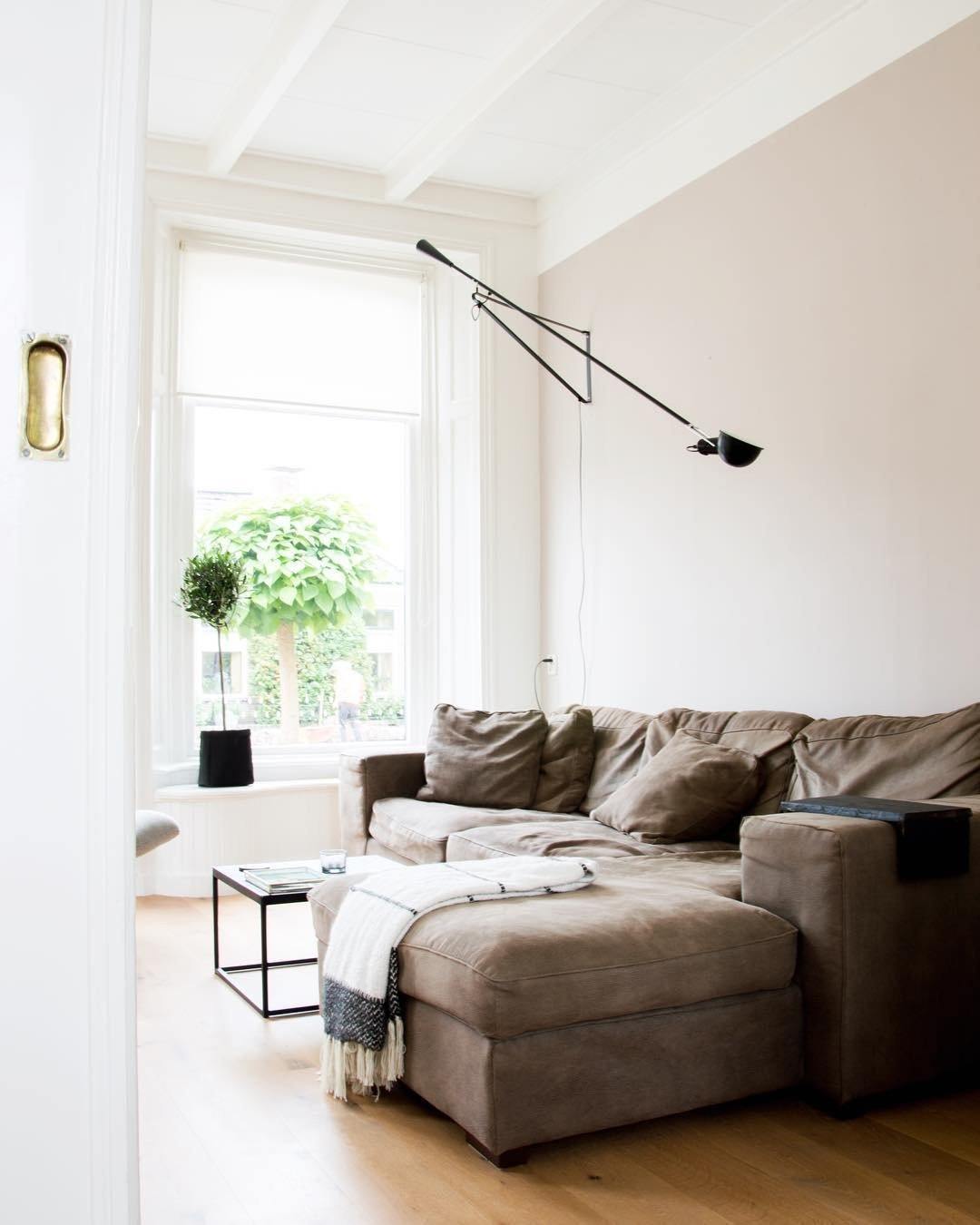Adjustable Wall Lamp with Extended Arm and Cast Iron Counterweight, Hardwired