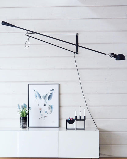Adjustable Wall Lamp with Extended Arm and Cast Iron Counterweight, Hardwired