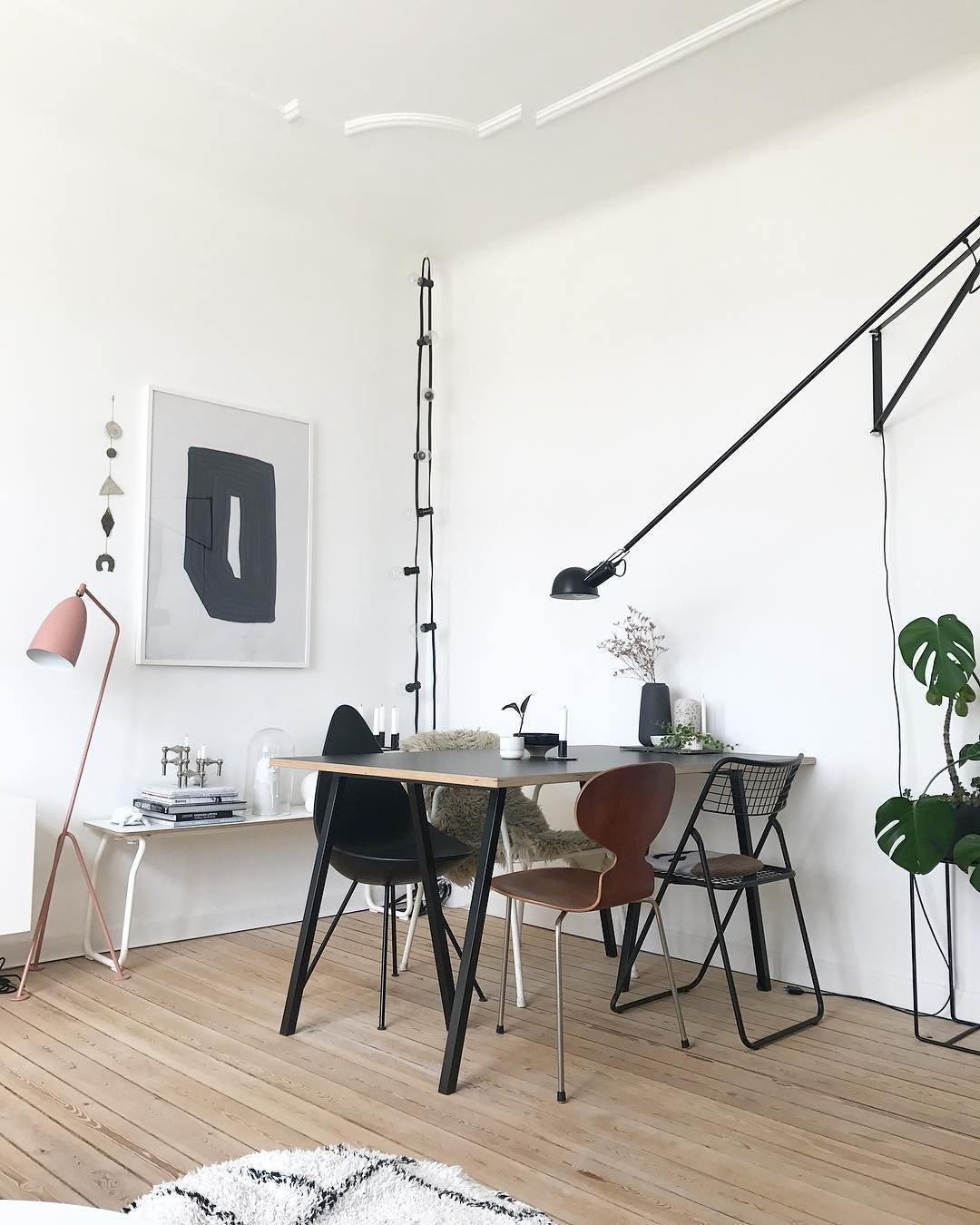 Adjustable Wall Lamp with Extended Arm and Cast Iron Counterweight, Hardwired