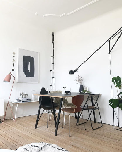 Adjustable Wall Lamp with Extended Arm and Cast Iron Counterweight, Hardwired