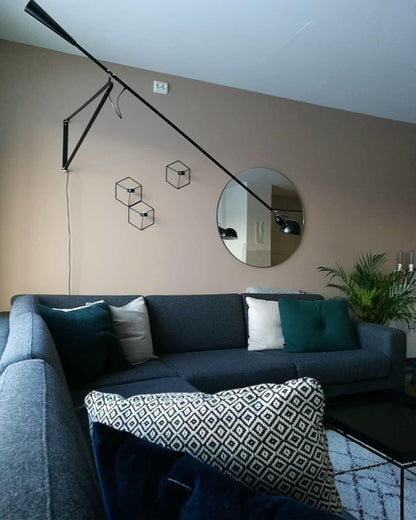 Adjustable Wall Lamp with Extended Arm and Cast Iron Counterweight, Hardwired