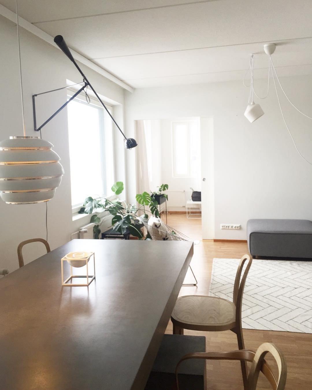 Adjustable Wall Lamp with Extended Arm and Cast Iron Counterweight, Hardwired