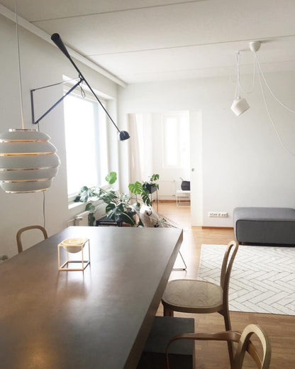 Adjustable Wall Lamp with Extended Arm and Cast Iron Counterweight, Hardwired