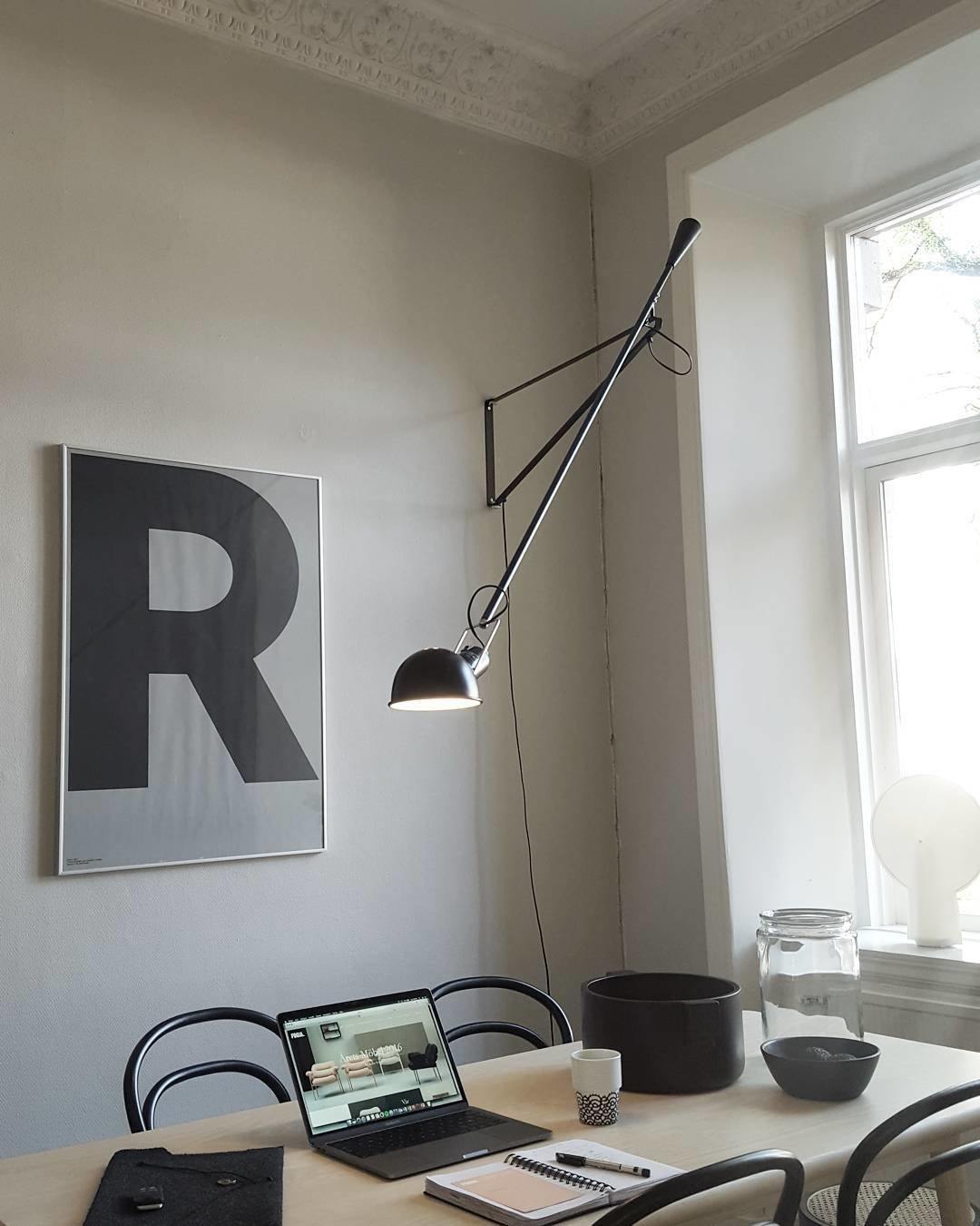 Adjustable Wall Lamp with Extended Arm and Cast Iron Counterweight, Hardwired
