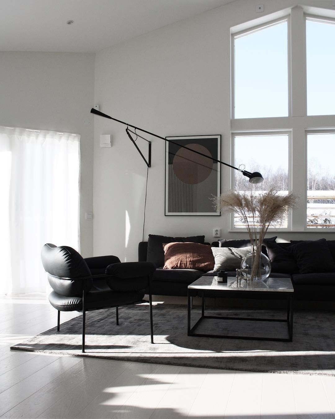 Adjustable Wall Lamp with Extended Arm and Cast Iron Counterweight, Hardwired