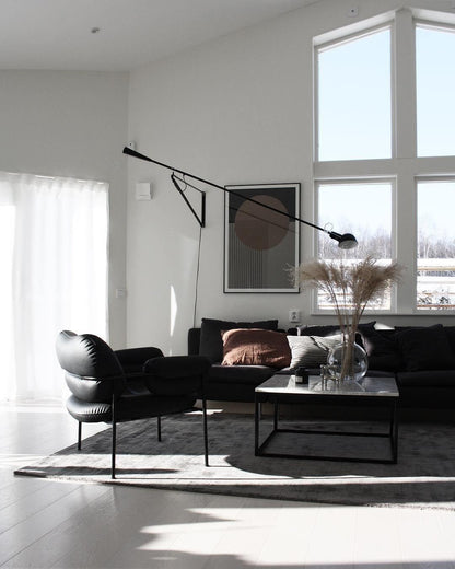Adjustable Wall Lamp with Extended Arm and Cast Iron Counterweight, Hardwired