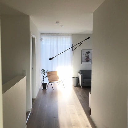Adjustable Wall Lamp with Extended Arm and Cast Iron Counterweight, Hardwired