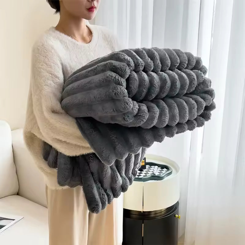 Premium Plush Knitted Blanket  for Sofa & Bed