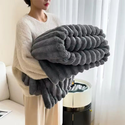 Premium Plush Knitted Blanket  for Sofa & Bed