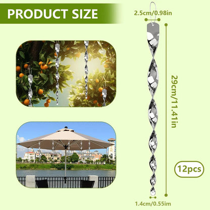 Spinning Reflective Rod for Bird Deterrent with Rope Hanging