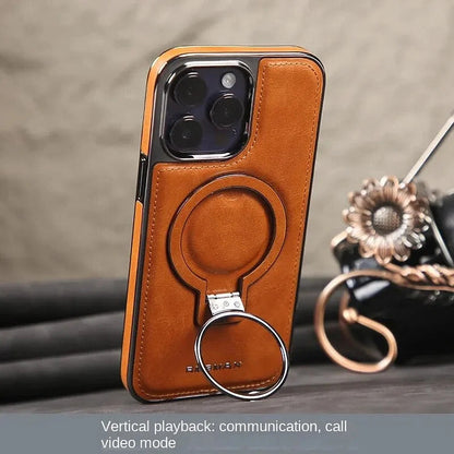 Phone Case with Textured Grip and Built In Kickstand, Magnetic Camera Protection