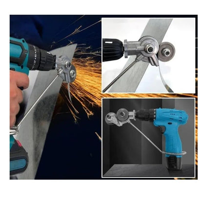 Metal Cutter Drill Attachment with Three Interchangeable Heads for Thin Sheets