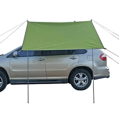Vehicle Side Awning with Adjustable Poles and Ground Anchors, 9.84ft Coverage