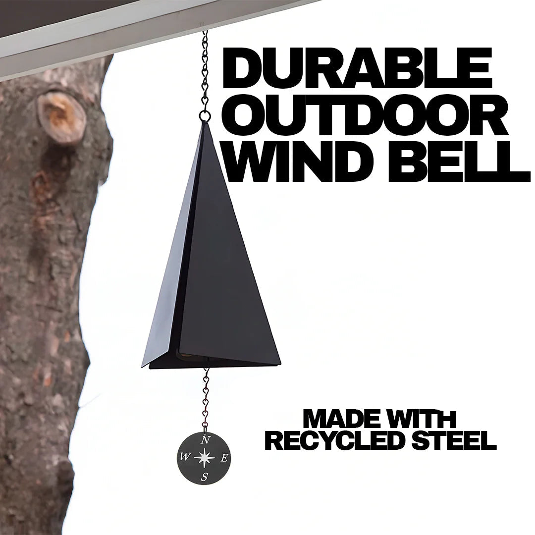 Triangular Wind Bell with Compass Windcatcher and Powder Coated Recycled Steel Finish