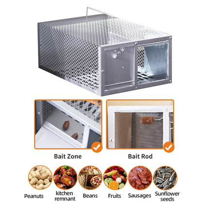 Reusable Metal Mouse Trap Cage with Patented Locking Mechanism and Built-in Handle