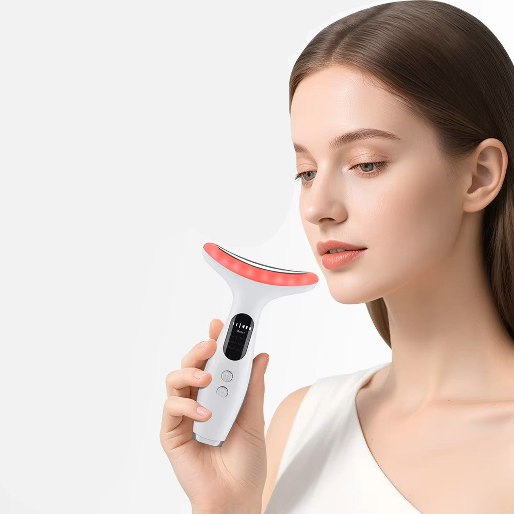 LED Face and Neck Tightening Device with Microcurrent Vibration and 7-Color Light Therapy