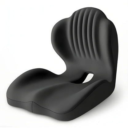 Ergonomic Memory Foam Seat Cushion with Lumbar Support – Pressure Relief, Height Boost, Universal Fit - Delicate Leather  
