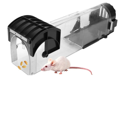 Live Catch Mouse Trap with Transparent Body and Auto-Locking Metal Door