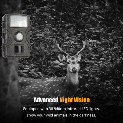 Wildlife Trail Camera with 16MP Photos and 1080P Video, Infrared Night Vision