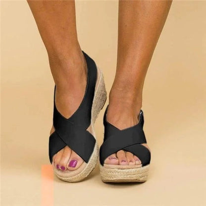 Women's Orthopedic Wedge Espadrilles with Adjustable Cross Straps and Cushioned Footbed
