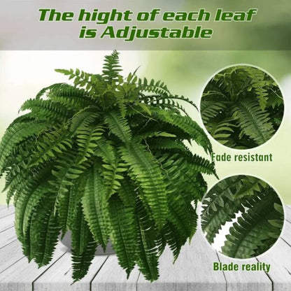 Artificial Boston Fern with 18 Flexible Branches and UV Resistant Coating, 43in Spread