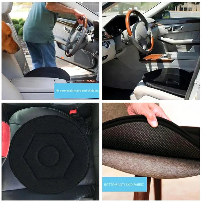 Swivel Seat Cushion with Memory Foam and Grip Base, 360 Degree Rotation