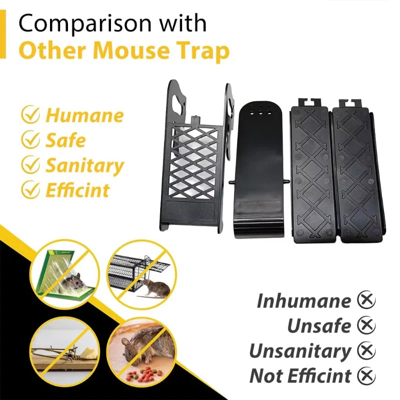 Reusable Plank Mouse Trap with Adjustable Ladder and Auto-Reset Mechanism