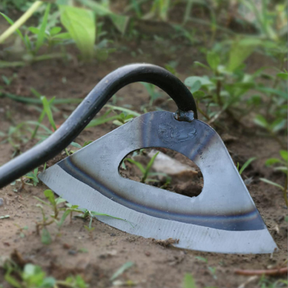 Steel Garden Hoe with Textured Grip and Extension Rod Compatible