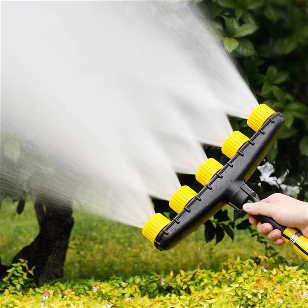 Garden Spray Nozzle with Adjustable Patterns and Trigger Lock for Hose Attachment
