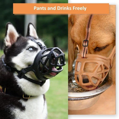 Basket Dog Muzzle with Adjustable Head Straps and Training Instructions
