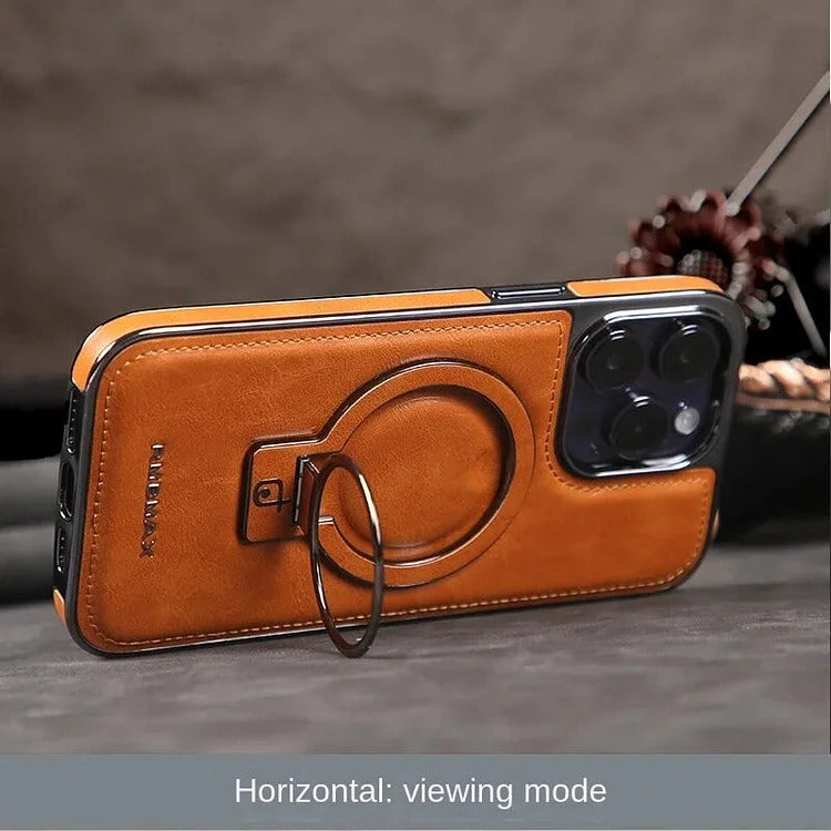 Phone Case with Textured Grip and Built In Kickstand, Magnetic Camera Protection
