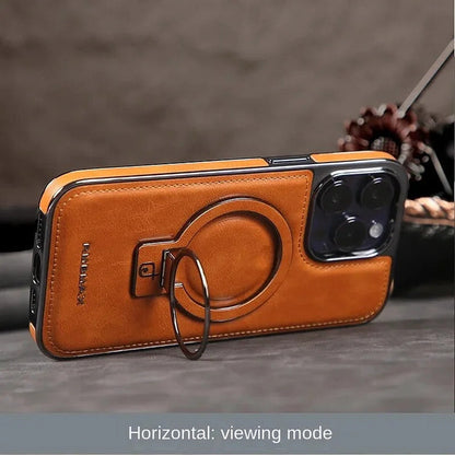 Phone Case with Textured Grip and Built In Kickstand, Magnetic Camera Protection