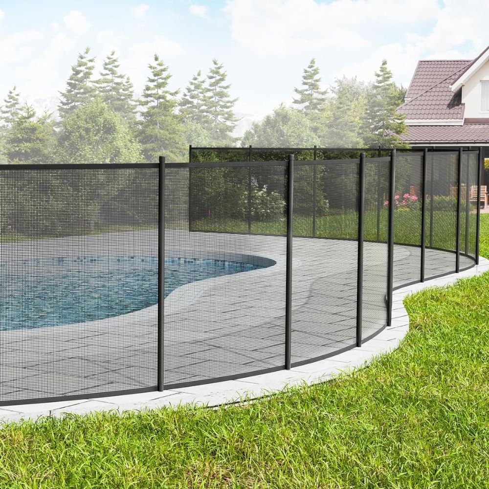 Pool Safety Fence with Removable Mesh Panels and Aluminum Poles