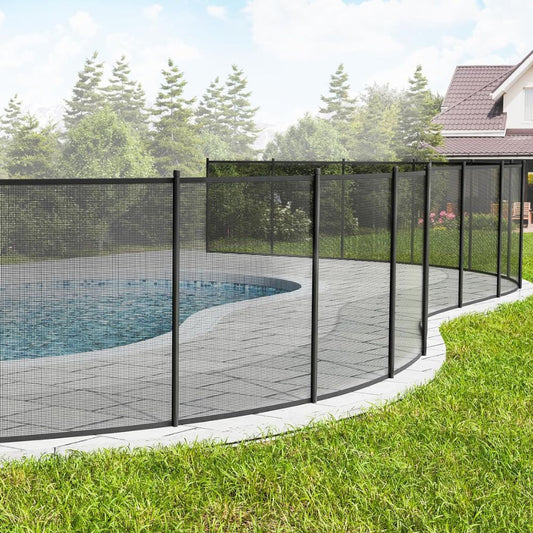 Pool Safety Fence with Removable Mesh Panels and Aluminum Poles