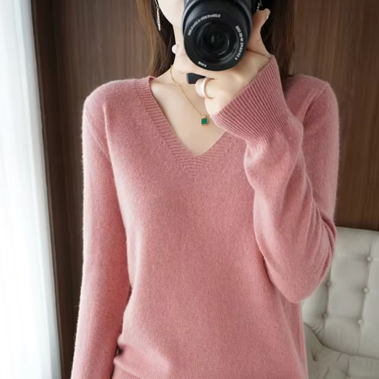 Elyra Cashmere V Neck Sweater