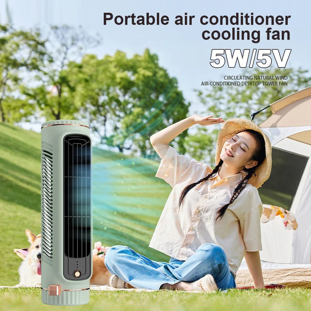 Compact Tower Fan with 60 Degree Swivel and Rechargeable Battery
