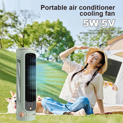 Compact Tower Fan with 60 Degree Swivel and Rechargeable Battery