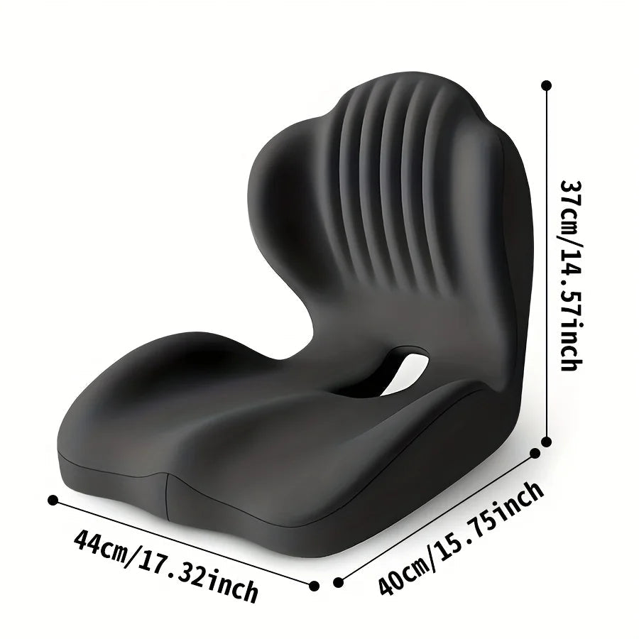 Ergonomic Memory Foam Seat Cushion with Lumbar Support – Pressure Relief, Height Boost, Universal Fit - Delicate Leather  