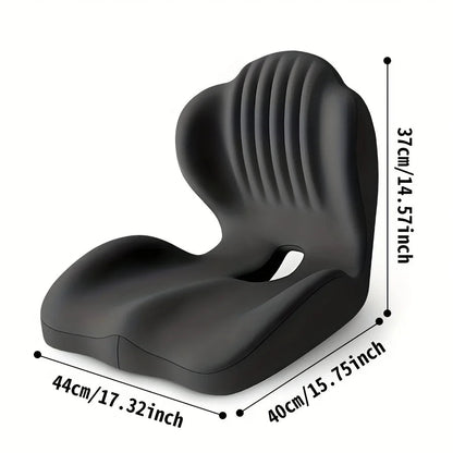 Ergonomic Memory Foam Seat Cushion with Lumbar Support – Pressure Relief, Height Boost, Universal Fit - Delicate Leather  