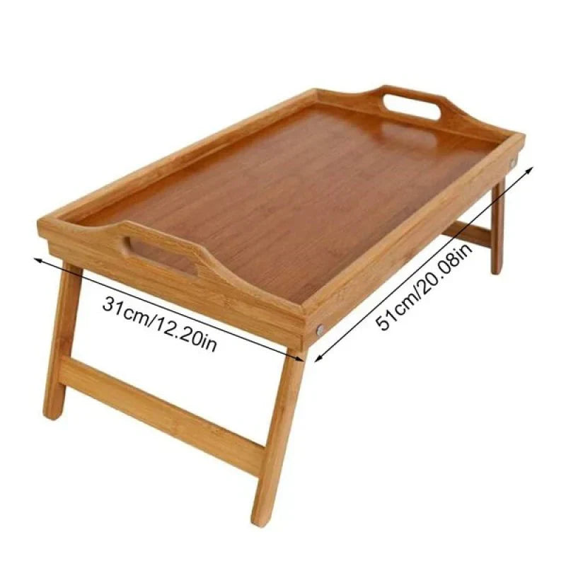 Bamboo Folding Bed Tray with Stable Surface and Collapsible Legs