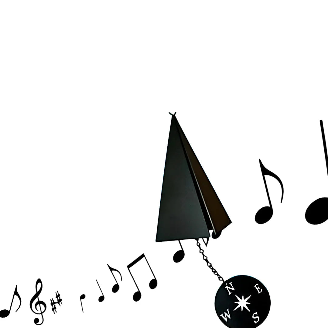 Triangular Wind Bell with Compass Windcatcher and Powder Coated Recycled Steel Finish