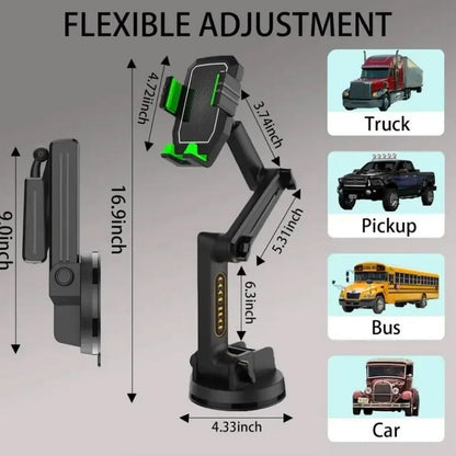 Long Reach Phone Mount with Gel Suction Base and 360 Degree Rotation for Trucks
