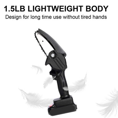 Cordless Mini Chainsaw with Hardened Chain and Safety Lock, 13in 32.8fps