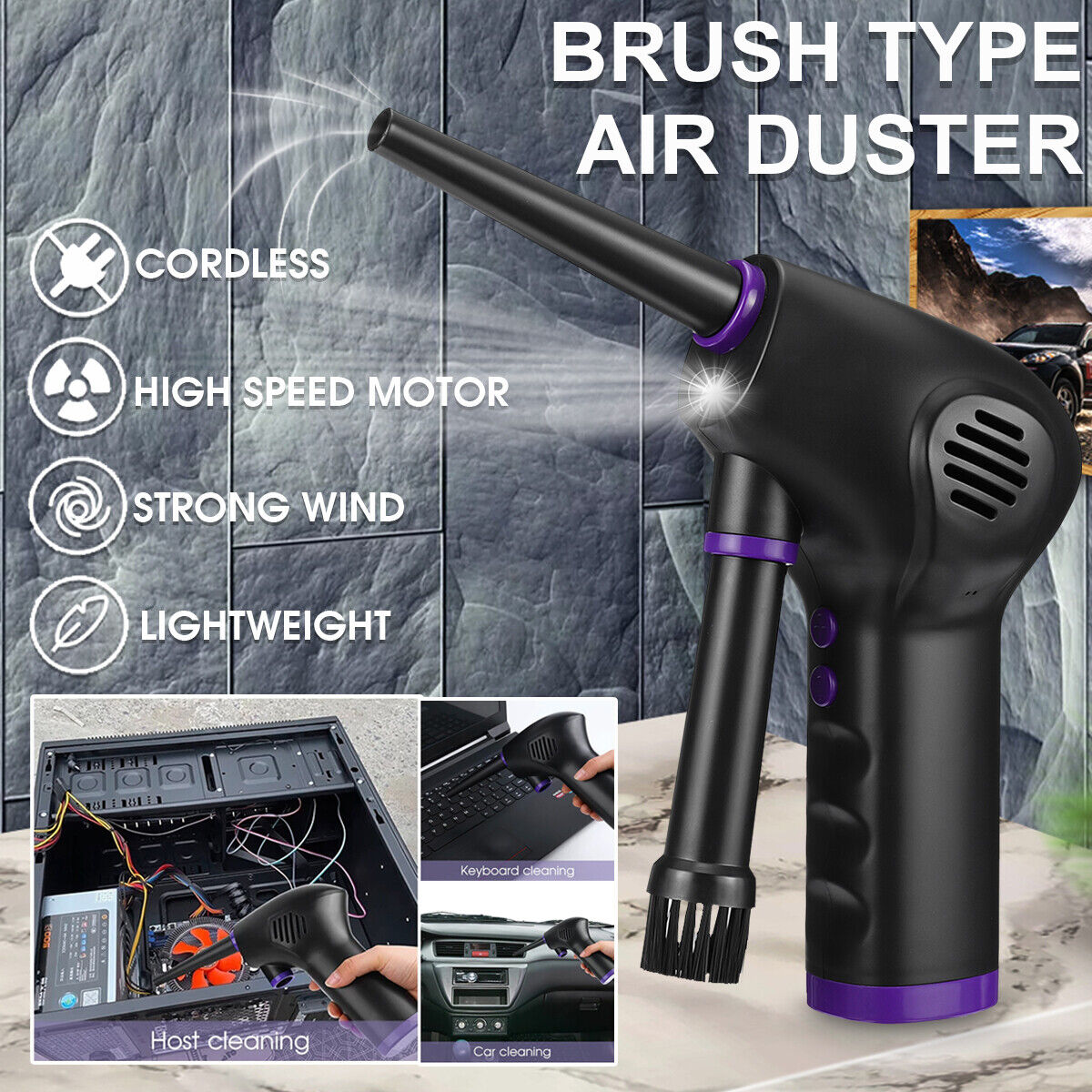 Rechargeable Air Duster with Precision Nozzles Attachments and 15000mAh Battery