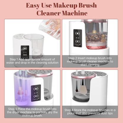 Automatic Spinning Makeup Brush Cleaner with Multiple Silicone Collars and Fast Drying