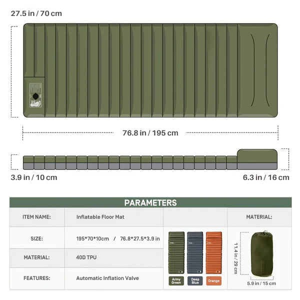 Inflatable Camping Mattress with Built In Foot Pump and Waterproof Fabric
