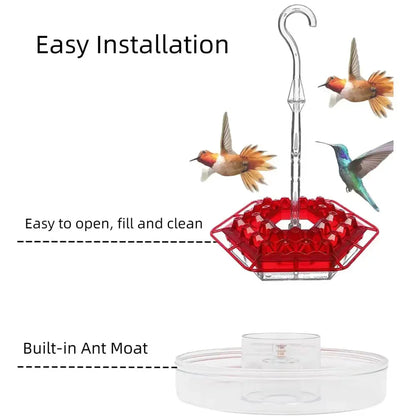 Hummingbird Feeder with Ant Moats and 30 Flower Shaped Ports, Hanging Design