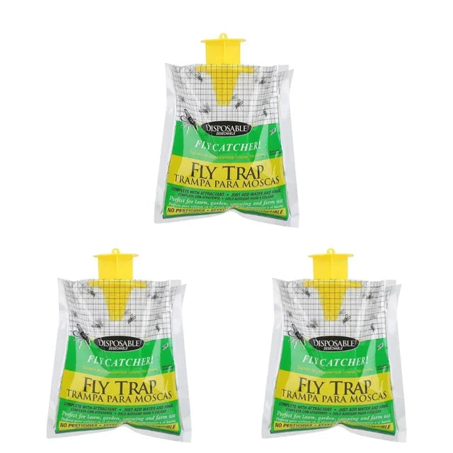 Disposable Fly Trap with Water Activated Bait and Hanging Loop