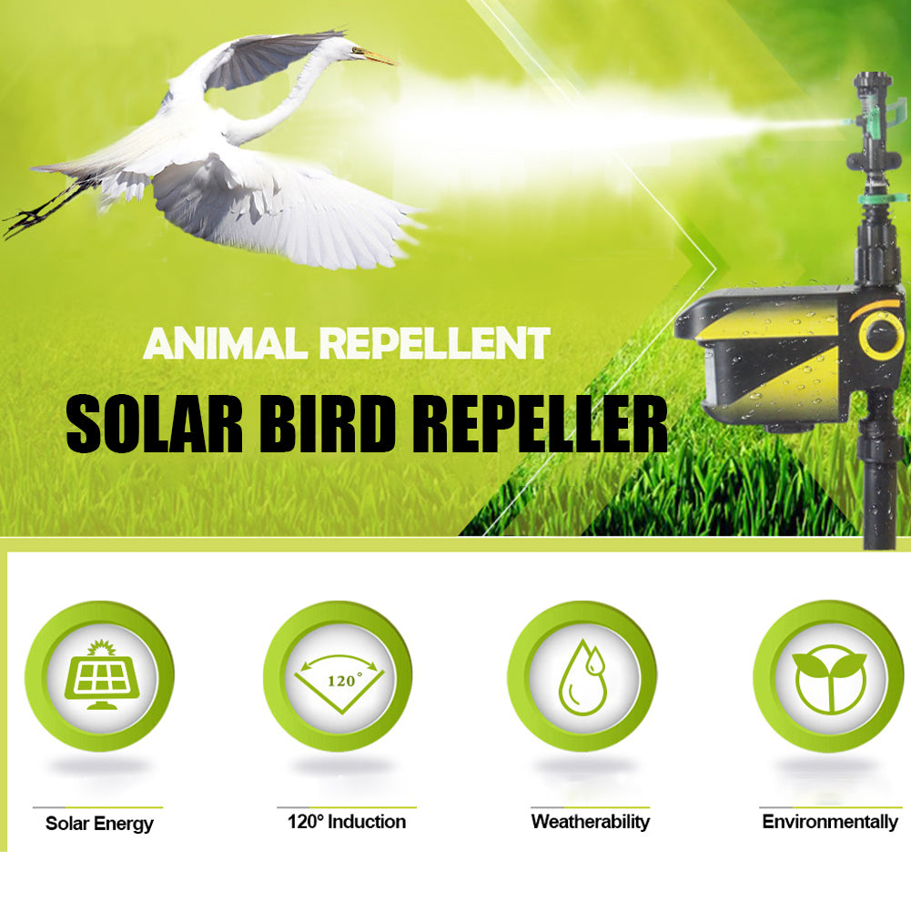 Solar Powered Motion Activated Sprinkler with 300 Degree Coverage and Adjustable Sensitivity