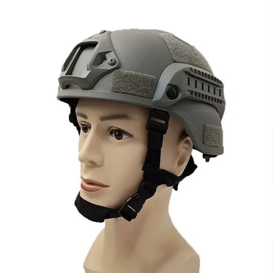 Tactical Helmet with Side Rail Mounts and Adjustable Chin Strap for Airsoft